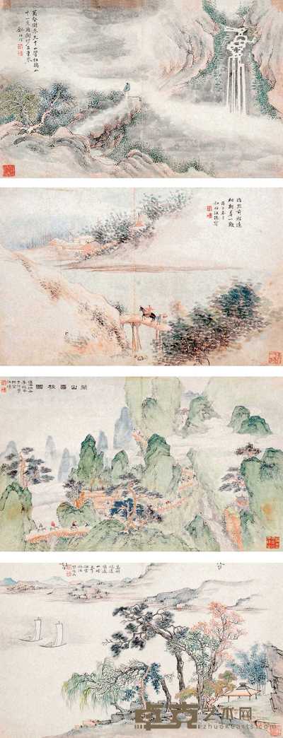 汪壎 山水 册页（四开） 50×31cm×4